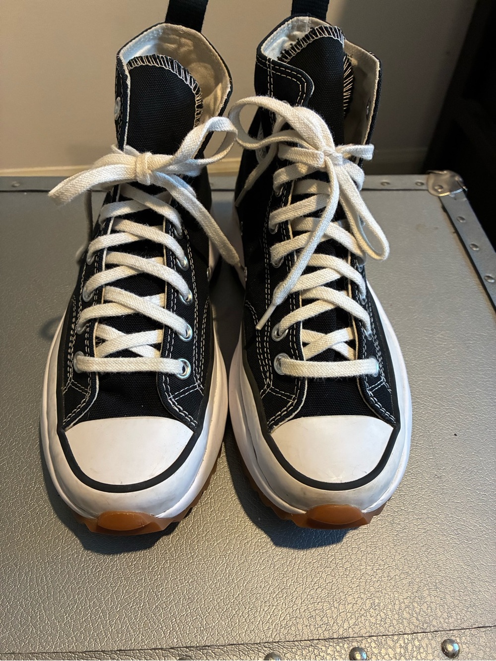 Classic High-Top Sneakers in Black and White